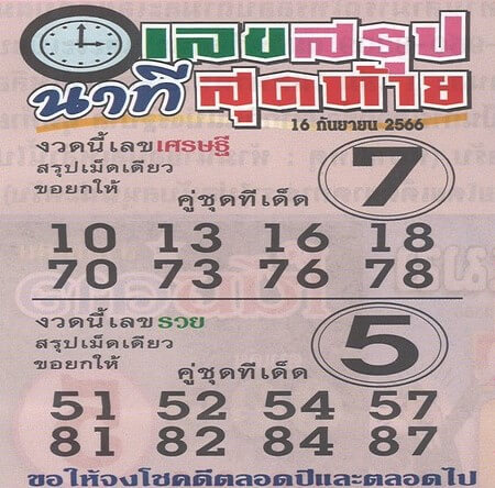 เลขสรุปนาทีสุดท้าย